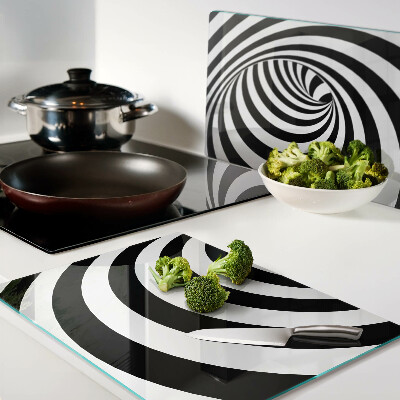 Glazen snijplanken Spiraalmotief in zwart-wit