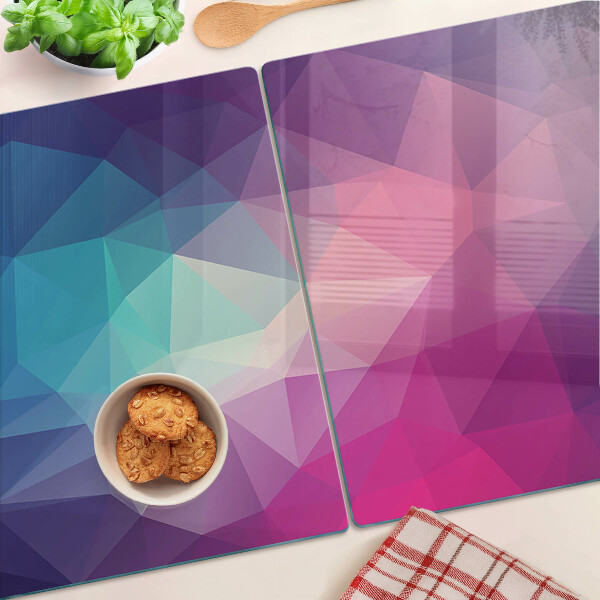 Snijplanken glas Geometrische vormen in roze en blauwe tinten.