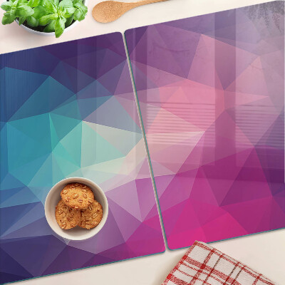 Snijplanken glas Geometrische vormen in roze en blauwe tinten.