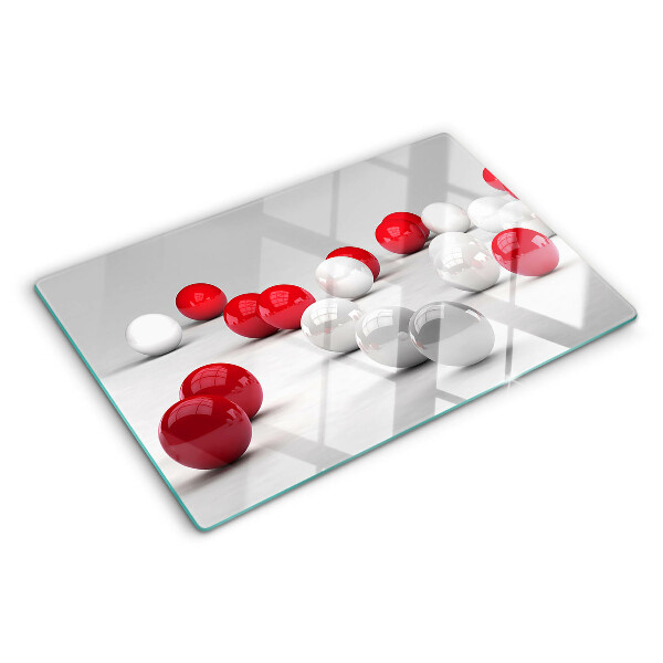 Glazen snijplanken Rode en witte ballen