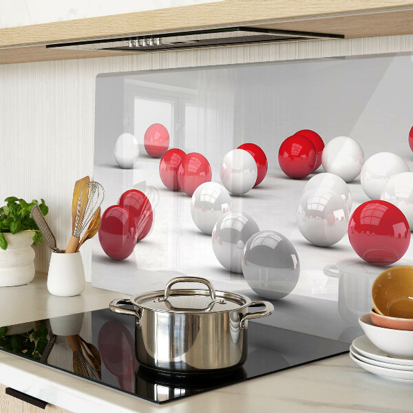 Glazen snijplanken Rode en witte ballen