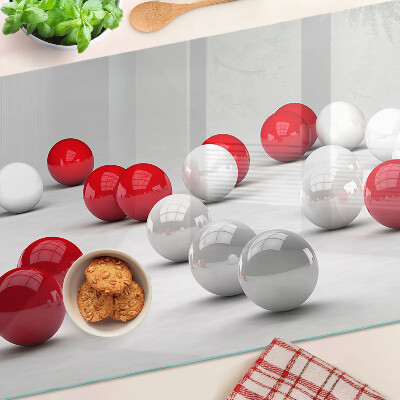 Glazen snijplanken Rode en witte ballen