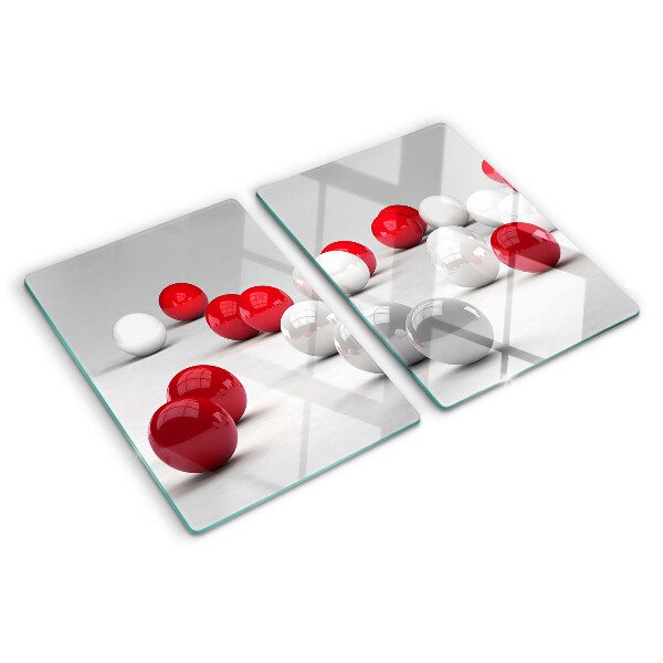 Glazen snijplanken Rode en witte ballen