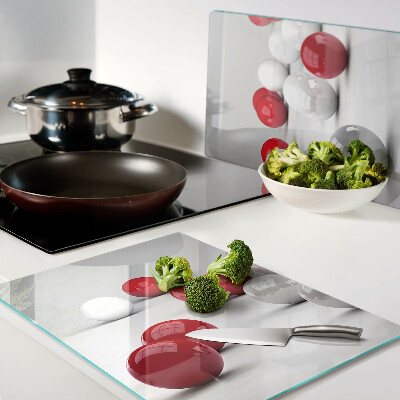 Glazen snijplanken Rode en witte ballen