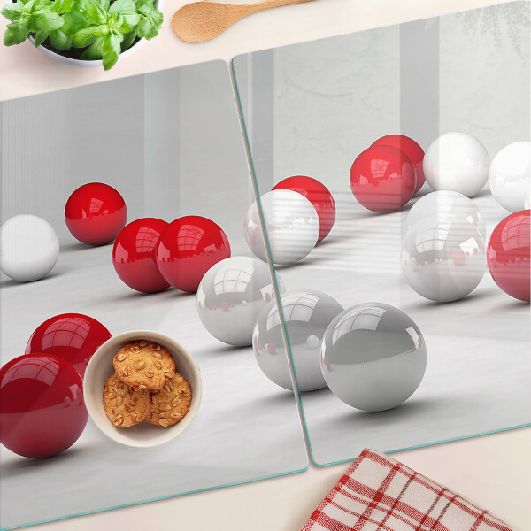 Glazen snijplanken Rode en witte ballen