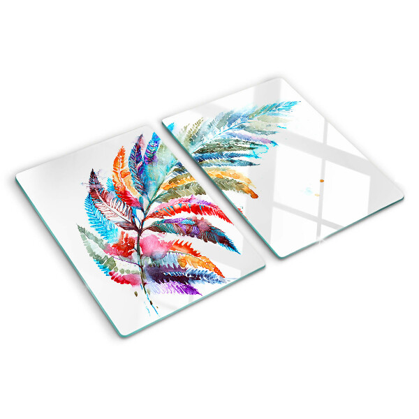 Glazen snijplanken Varenbladeren in regenboogkleuren
