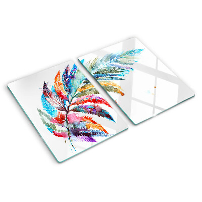 Glazen snijplanken Varenbladeren in regenboogkleuren