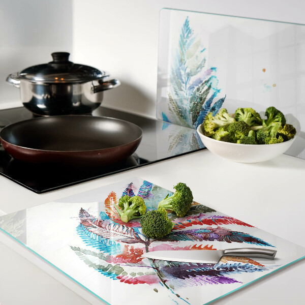 Glazen snijplanken Varenbladeren in regenboogkleuren