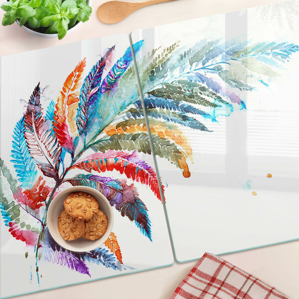 Glazen snijplanken Varenbladeren in regenboogkleuren