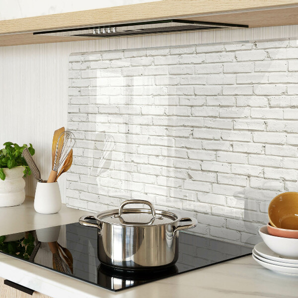 Glazen snijplanken Witte bakstenen muur