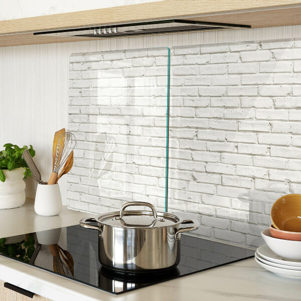 Glazen snijplanken Witte bakstenen muur