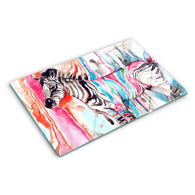 Glazen snijplanken Zebra in kleurrijke strepen