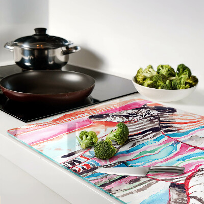 Glazen snijplanken Zebra in kleurrijke strepen