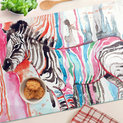 Glazen snijplanken Zebra in kleurrijke strepen