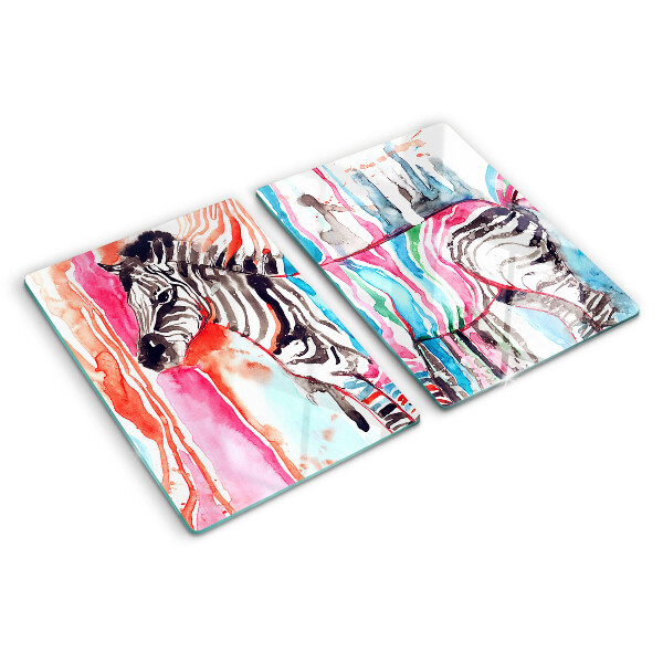 Glazen snijplanken Zebra in kleurrijke strepen