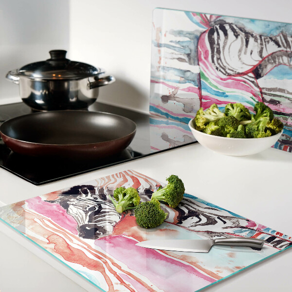 Glazen snijplanken Zebra in kleurrijke strepen