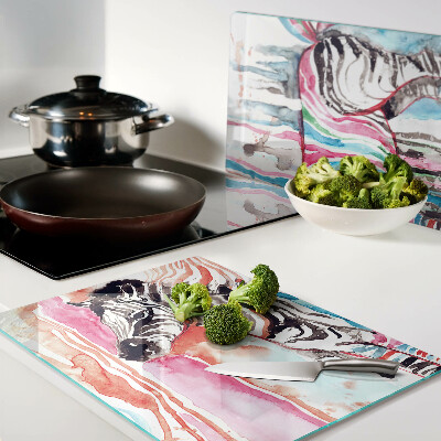 Glazen snijplanken Zebra in kleurrijke strepen