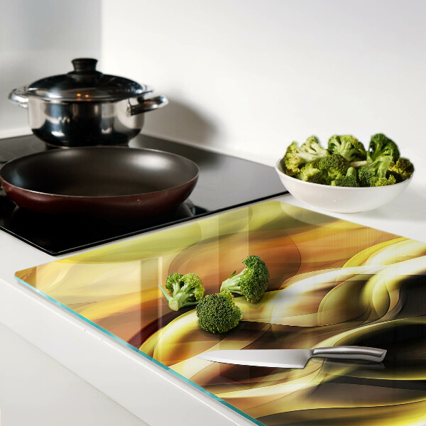 Glazen snijplanken Abstracte golven in goudtinten