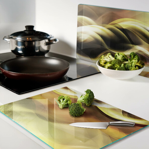 Glazen snijplanken Abstracte golven in goudtinten