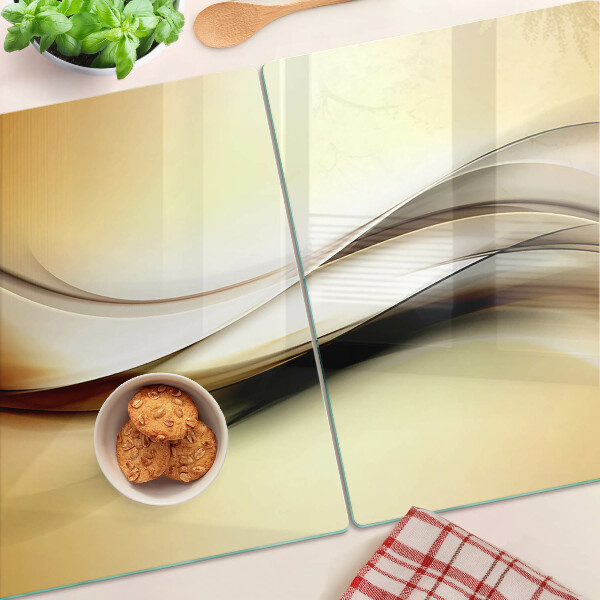 Glazen snijplanken Abstracte golven in beigetinten