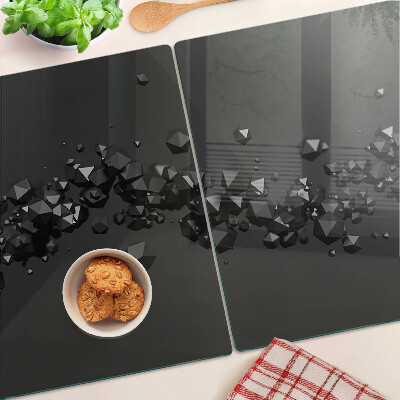 Glazen snijplanken Zwarte kristallen op de achtergrond