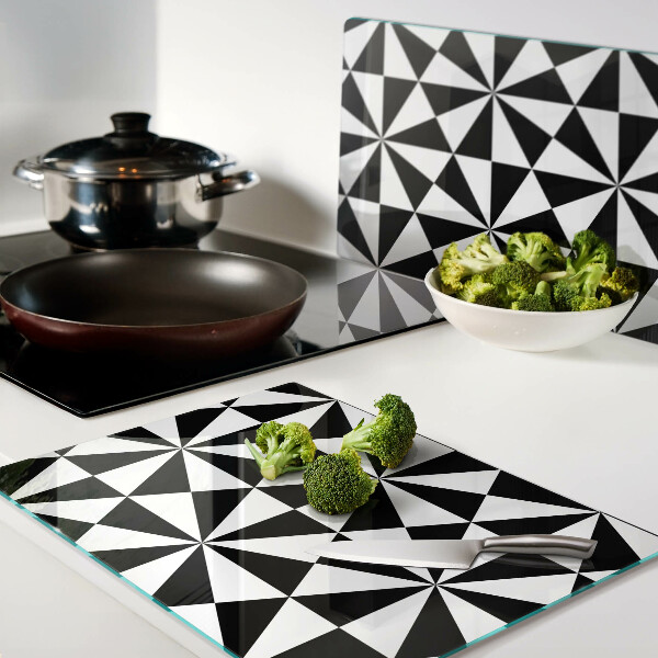 Snijplanken glas Geometrische driehoeken in zwart-wit