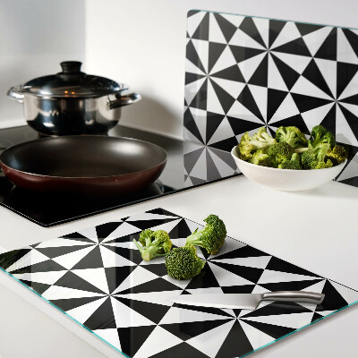 Snijplanken glas Geometrische driehoeken in zwart-wit