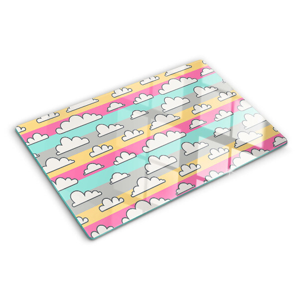 Glazen snijplanken Wolken op een pastelkleurige achtergrond