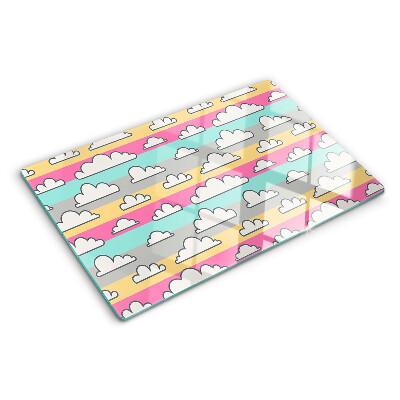 Glazen snijplanken Wolken op een pastelkleurige achtergrond