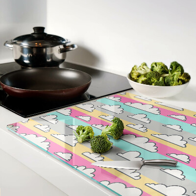 Glazen snijplanken Wolken op een pastelkleurige achtergrond