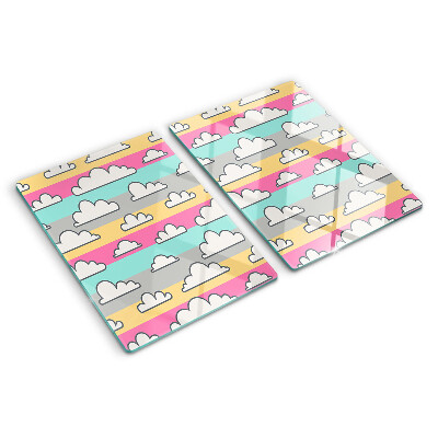 Glazen snijplanken Wolken op een pastelkleurige achtergrond