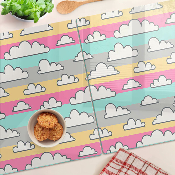 Glazen snijplanken Wolken op een pastelkleurige achtergrond