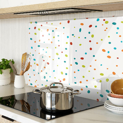 Snijplanken van glas Kleurrijke stippen op een witte achtergrond