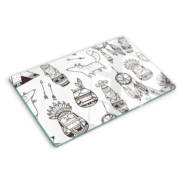 Snijplanken glas Etnisch motief met dieren