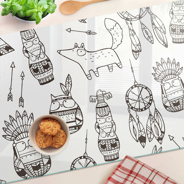 Snijplanken glas Etnisch motief met dieren