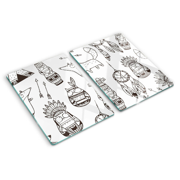 Snijplanken glas Etnisch motief met dieren