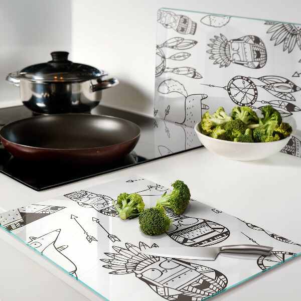 Snijplanken glas Etnisch motief met dieren