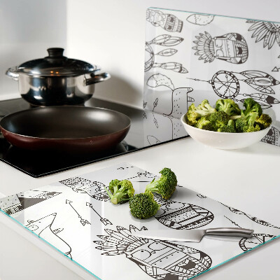 Snijplanken glas Etnisch motief met dieren