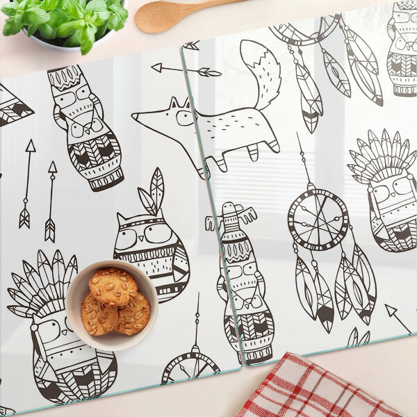 Snijplanken glas Etnisch motief met dieren