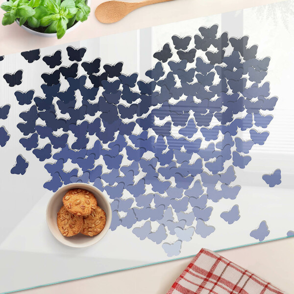 Snijplanken glas Hartmotief met vlinders