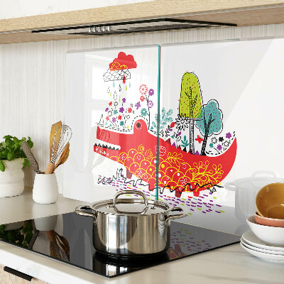 Snijplanken van glas Krokodil in een kleurrijke omgeving