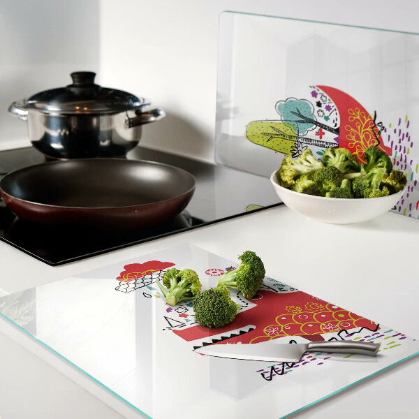 Snijplanken van glas Krokodil in een kleurrijke omgeving