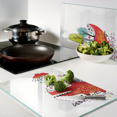 Snijplanken van glas Krokodil in een kleurrijke omgeving