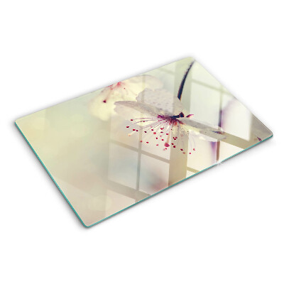 Snijplanken glas Bloemen op een geometrische achtergrond