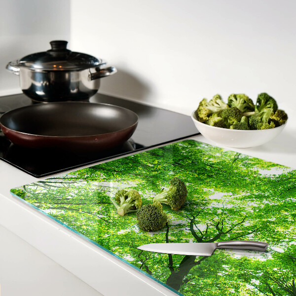 Snijplanken van glas Bossen en groene bomen