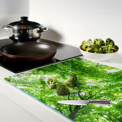 Snijplanken van glas Bossen en groene bomen