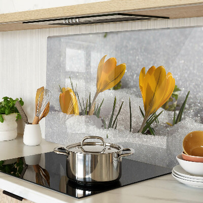 Snijplanken glas Krokussen in de sneeuw