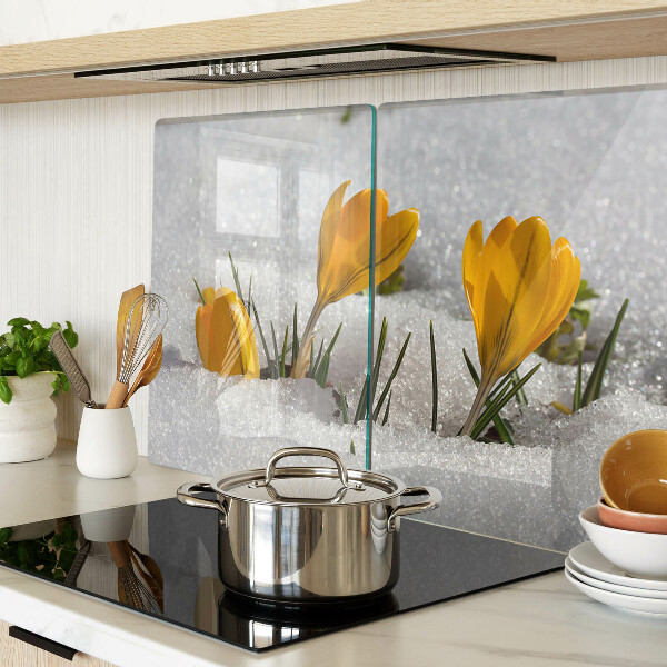 Snijplanken glas Krokussen in de sneeuw