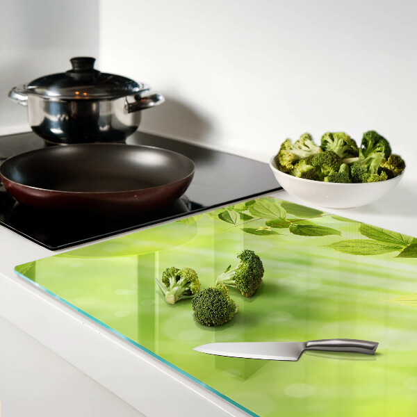 Glazen snijplanken Groene bladeren tegen het licht