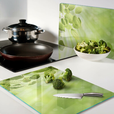 Glazen snijplanken Groene bladeren tegen het licht